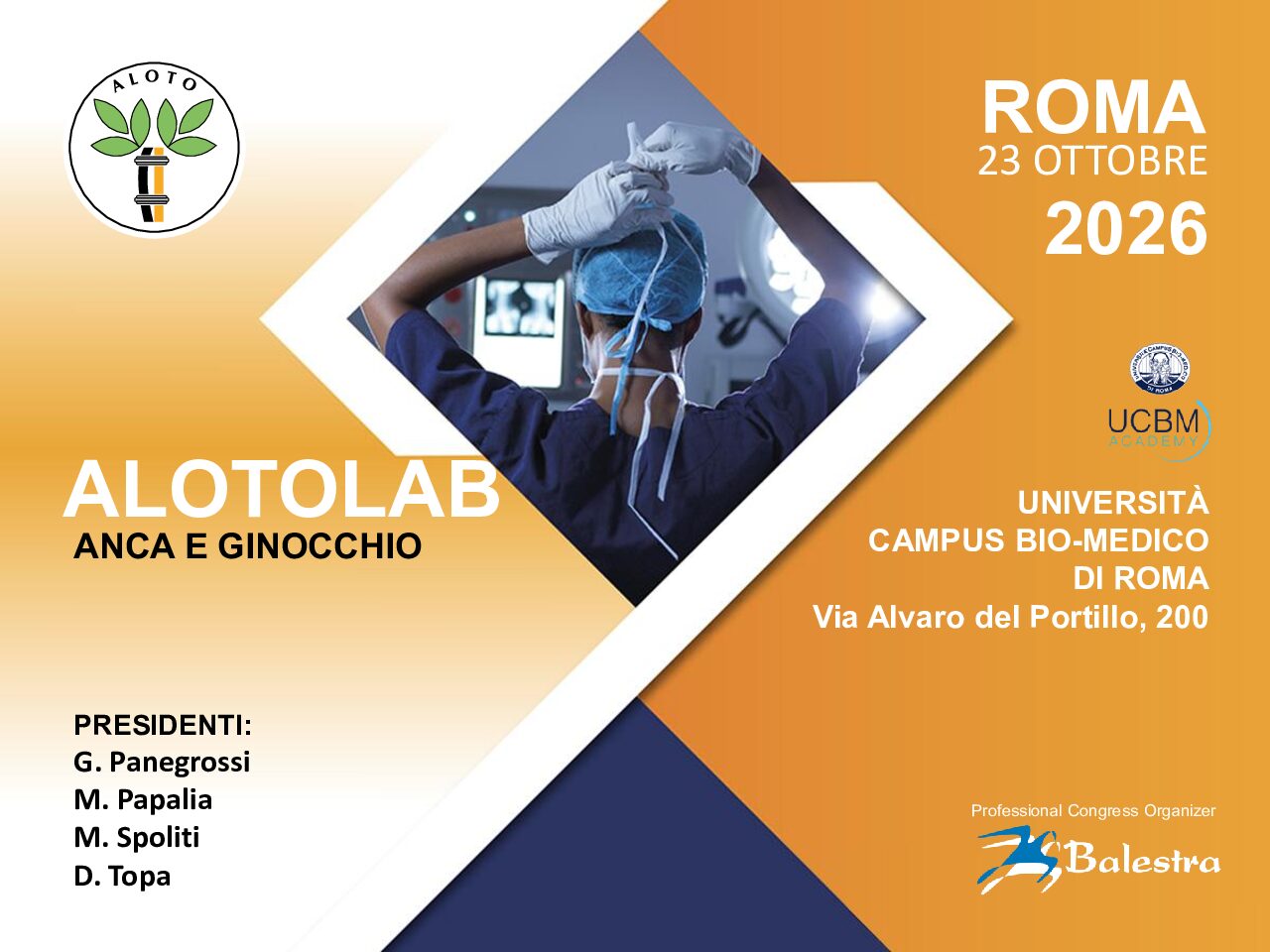 Locandina ufficiale: 23 OTT 2026 | ALOTOLAB ANCA E GINOCCHIO