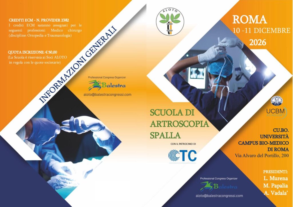 Locandina ufficiale: SCUOLA DI ARTROSCOPIA SPALLA